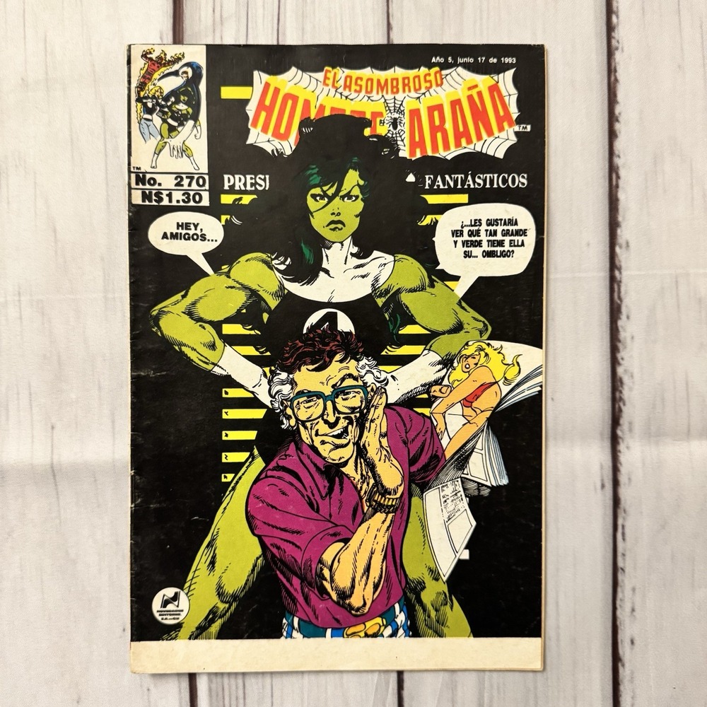 El Hombre Araña Fantastic Four 270 1993 She-Hulk Stan Lee Cover Mexico Comic